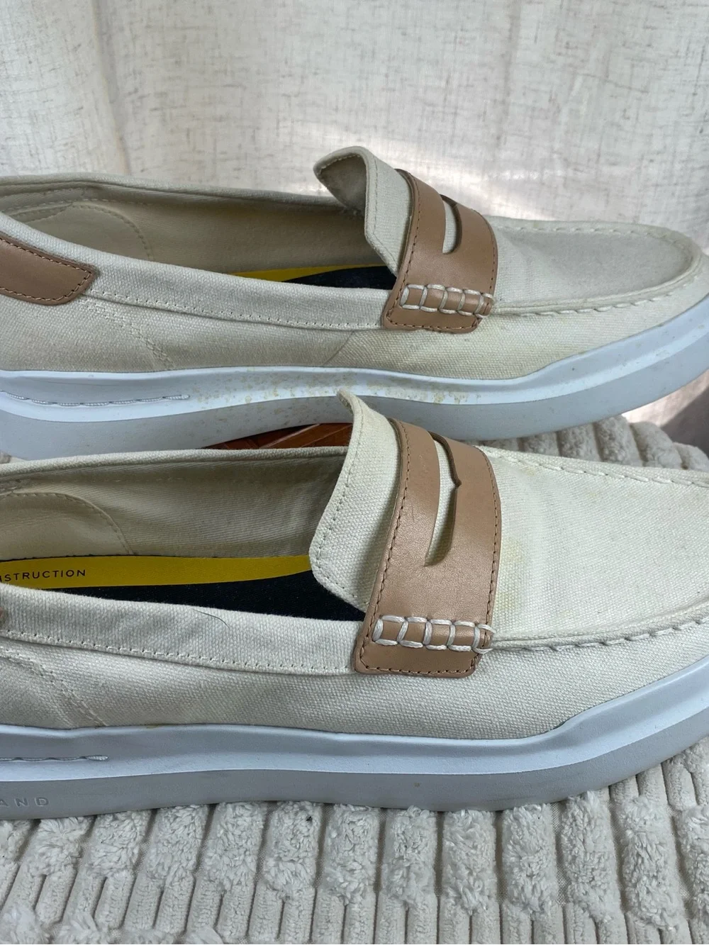 Cole Haan GrandPro Rally Canvas Penny Loafers Ivory 9.5